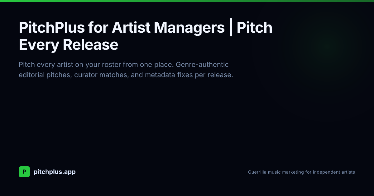 PitchPlus for Artist Managers | Pitch Every Release