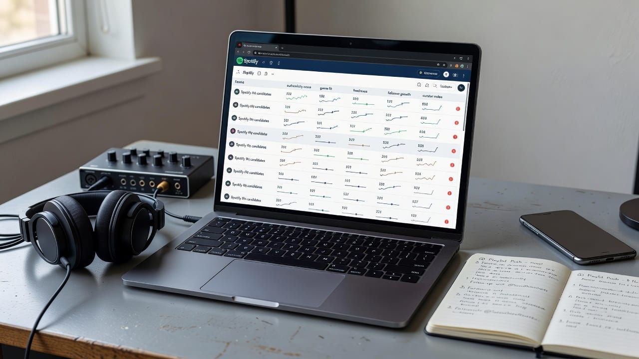 One of the best playlist scoring tools for Spotify showing curator authenticity, genre fit, and freshness scores
