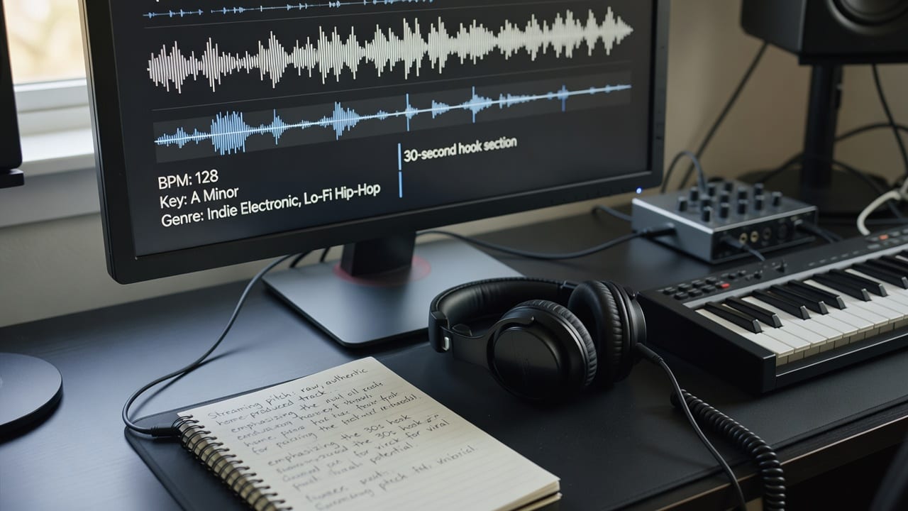 Audio analysis dashboard used to detect song genre, key, BPM, and the best hook for a Spotify pitch